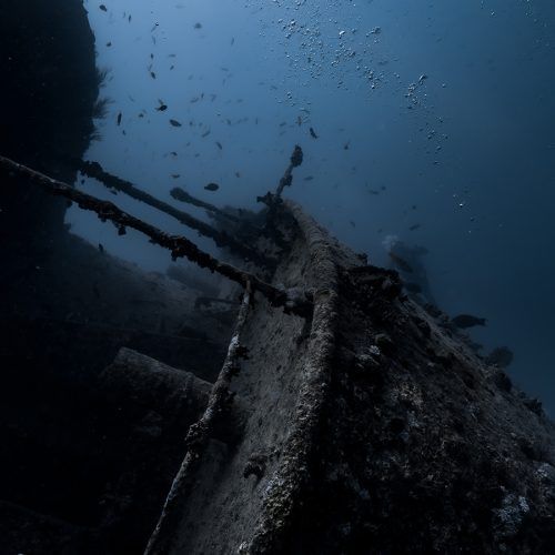 imagen exterior del barco hundido Thistlegorm.